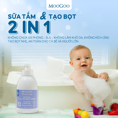 Sữa tắm tạo bọt thuần chay cho bé cho da nhạy cảm, viêm da cơ địa, không SLS, Sulfate  MooGoo