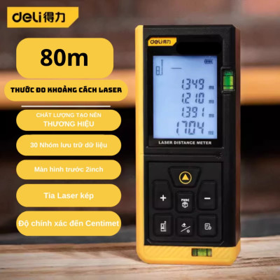 Máy Đo Khoảng Cách Laser Deli Chính Hãng Loại 40m - 120m Đa Năng - Dễ Dàng Sử Dụng Từ Xa - EDL4168