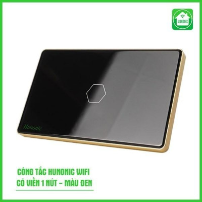 Công Tắc Cảm Ứng Hunonic Wifi Hình Chữ Nhật Viền Vàng, Công Tắc Thông Minh Wifi Điều Khiển Từ Xa Bằng Điện Thoại