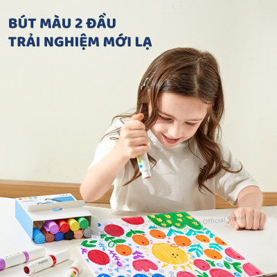 Bút màu nước 2 đầu, kèm dấu cho bé xóa được mideer Round-Tip Stamper Washable Marker