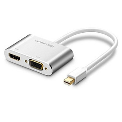 Ugreen UG20421MD115TK Màu Bạc Bộ chuyển đổi Mini DP sang HDMI + VGA vỏ nhôm - HÀNG CHÍNH HÃNG