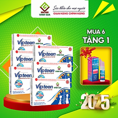 [Combo 6 tặng 1] hộp Viên Uống VIPTEEN VINH GIA Bổ Sung Canxi Nano D3 MK7 Hỗ trợ Tăng Chiều Cao Cho Trẻ 9 -18 tuổi (20 Viên)