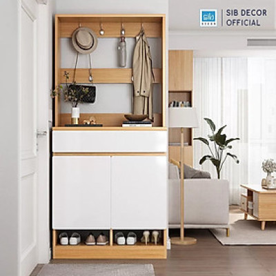 Tủ Giày Đa Năng Tích Hợp 6 Móc Treo Đồ Tiện Lợi, Đặt Tại Lối Vào Phòng Khách SIB Decor KG48