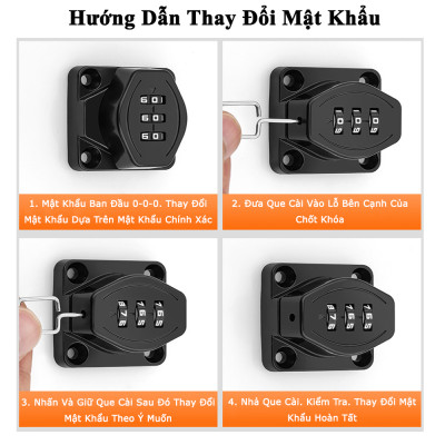 Chốt Khóa Mật Khẩu KUNBE Chốt Cửa Lật Khóa Số Nhiều Kích Thước Thích Hợp Nhiều Loại Cửa