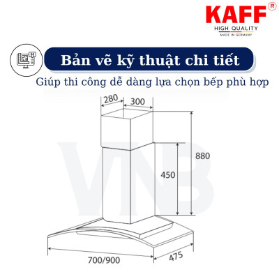 Máy hút mùi kính cong cảm ứng 900mm KAFF KF-GB029 - Hàng Chính Hãng