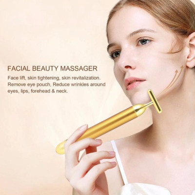 MÁY MASSAGE MẶT BEAUTY BAR 24K - Bút Mát Xa Chữ T - Cây Lăn Mặt Nâng Cơ Mát Xa Thư Giãn (Hàng Chính Hãng)