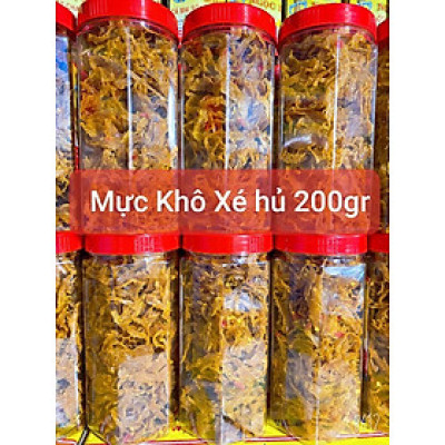 Mực khô xé sợi hộp 200 gram đã chế biến ăn liền ngon ơi là ngon của shop Đặc Sản Biển Phan Thiết NGỌC DŨNG. Hạn sử dụng 12 tháng kể từ ngày đặt hàng