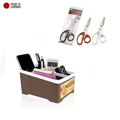 Combo khay đựng đồ rất tiện lợi & gọn gàng + kéo văn phòng Echo Metal 18cm - made in Japan