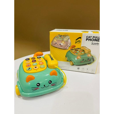 (Full box)Đồ chơi điện thoại ô tô hình mèo dễ thương có 64 bài nhạc và 16 chức năng cho bé