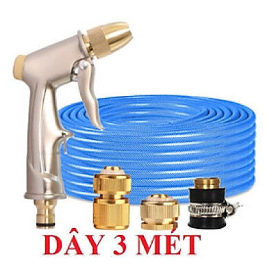 Bộ dây vòi xịt nước rửa xe,tưới cây ,tăng áp 3 lần,loại 3m,5m 206701-1đầu đồng,cút đồng,nối đồng+ móc khoá