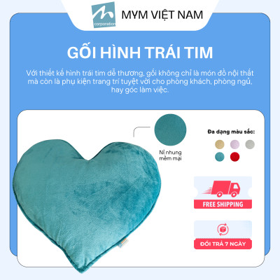 Gối Tựa Lưng - Gối Trang Trí Sofa Hình Trái Tim Chất Vải Nỉ Nhung Mềm Mại