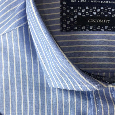 Áo sơ mi nam ngắn tay ALIGRO kẻ xanh trắng chất liệu cotton tự nhiên cao cấp, vạt bằng, form custom sang trọng ALGS-C93