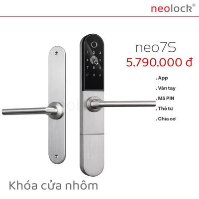 Khóa cửa vân tay thông minh cao cấp - Giải pháp dành cho cửa nhôm xingfa, mở qua APP, thẻ từ, cấp mã mở khóa từ xa Neolock - NEO7S