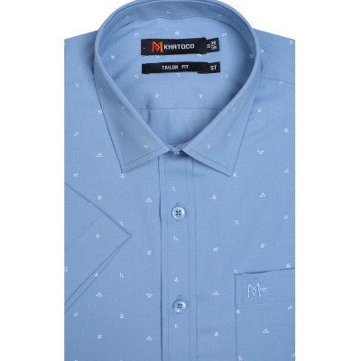 Áo sơ mi nam KHATOCO ngắn tay họa tiết A1MN468T2-CNIN577-2608-N