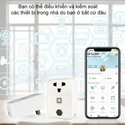 Ổ Cắm Wifi Thông Minh Hunonic SK01 Công Suất Lớn 4000W Điều Khiển Từ Xa Bằng Điện Thoại Thông Qua Wifi