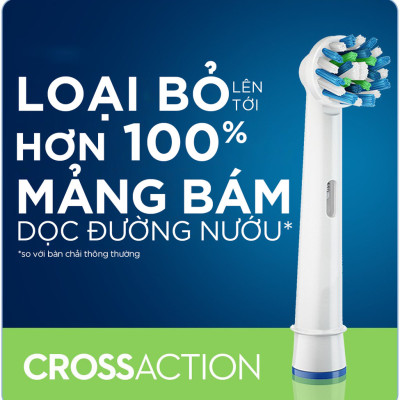 Cho máy Oral B Braun Cross Action EB-50A, Set Bộ 4 đầu bàn chải đánh răng điện đánh tan mảng bám