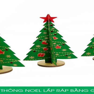 MFK05 - 14x14x25 cm - Cây thông noel lắp ráp bằng giấy carton - Cây thông noel trang trí Giáng Sinh