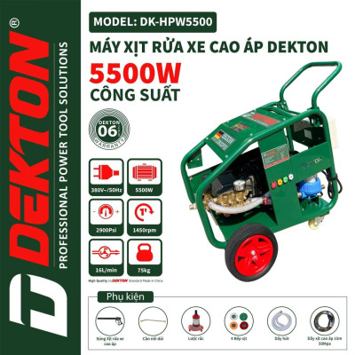 MÁY RỬA XE CÔNG NGHIỆP 3 PHA TỰ HỒI 5500W DEKTON DK-HPW5500 - HÀNG CHÍNH HÃNG