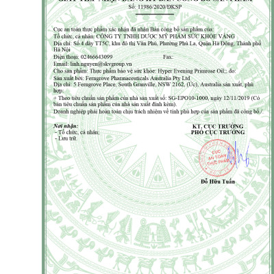 Bộ Sản Phẩm Đẹp Da, Giảm Nám: Hyper Evening Primrose Oil 180 Viên, Serum Vàng Nhau Thai Cừu 50ml