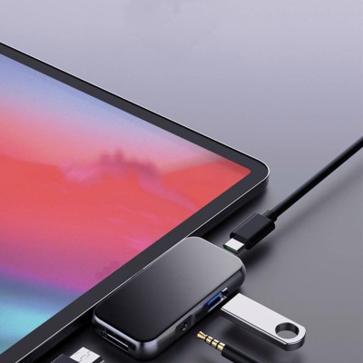 Hub WiWu Alpha 4 In 1 USB-C T5 Pro Vỏ Hợp Kim Nhôm, Cảm Ứng Thoải Mái, Mở Rộng Nhiều Cổng - Hàng Chính Hãng