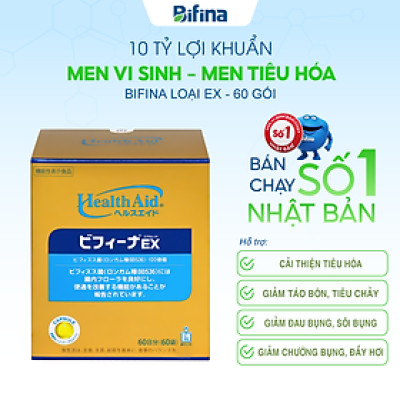 Men tiêu hóa Bifina Nhật Bản - Hỗ trợ giảm táo bón,tiêu chảy, rối loạn tiêu hóa - Loại EX hộp 60 gói