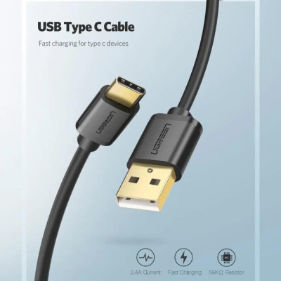 Ugreen UG30162US141TK 3M màu đen Dây USB 2.0 sang Type-C truyền dữ liệu và sạc - HÀNG CHÍNH HÃNG