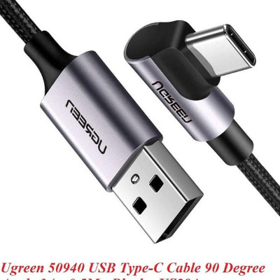 Ugreen UG50940US284TK 0.5M 3A màu đen USB Type-C cáp bẻ góc 90 độ - HÀNG CHÍNH HÃNG