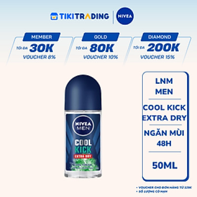 Lăn ngăn mùi NIVEA MEN Cool Kick Mát Lạnh - Siêu Khô Thoáng (50ml) - 83188