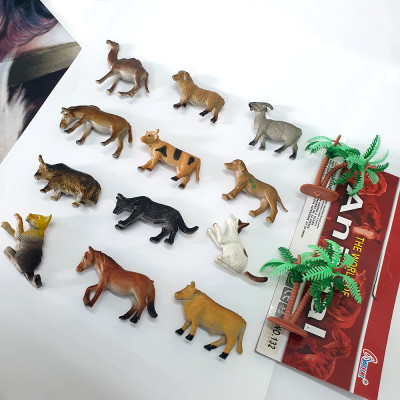 Bộ sưu tập 12 đồ chơi mô hình động vật nuôi trong trang trại kèm cây trang trí (4-7cm)