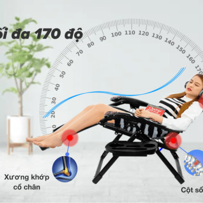 Ghế xếp thư giãn cao cấp kèm đệm Kachi MK232 - Ghế xếp thông minh văn phòng - Trọng tải 300kg