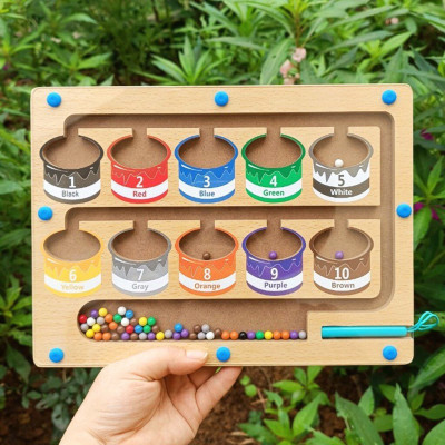 Bảng gỗ Montessori phân biệt màu sắc và số đếm cho bé - Bảng gỗ nhận biết màu sắc và số đếm cho bé - Orgavil 