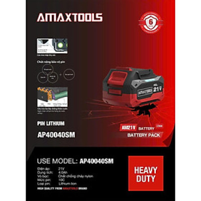 PIN 21V 4AH AP40040SM AMAXTOOLS  - HÀNG CHÍNH HÃNG