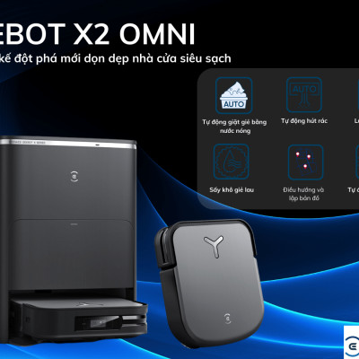 Robot Hút Bụi Lau Nhà Ecovacs X2 Omni Trợ Lý Ảo YIKO Công nghệ OZMO 2.0 Lực Hút 8000 Pa - Hàng Chính Hãng