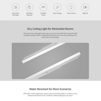 YEELIGHT COMET C235/C300/C400 - Đèn Led Ốp Trần Thông Minh Siêu Mỏng 25mm - Hỗ trợ HOMEKIT - Hắt trần RGB