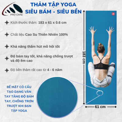 Thảm Yoga Chống Trượt Cao Su Thiên Nhiên PRO-CARE FOREVER - Thảm Tập Siêu Bám, Siêu Bền Chính Hãng