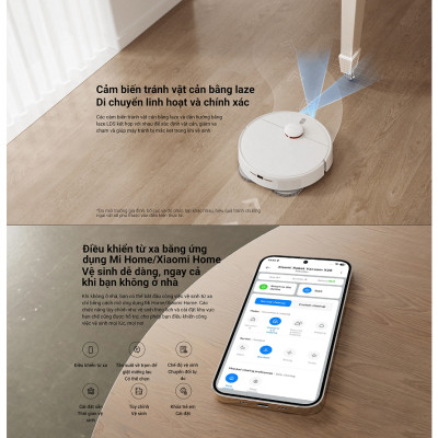 Robot Hút Bụi Lau Nhà Xiaomi Mijia M30s 2025, Xòe Giẻ Giặt Nước Nóng 70 Độ, Chổi Cắt Hạn Chế Rối Lực Hút 7300 Pa - Hàng Nhập Khẩu