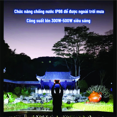 Đèn LED Năng Lượng Mặt Trời Cầm Tay 500W, Đa Năng, Chống Nước, Đổi Màu