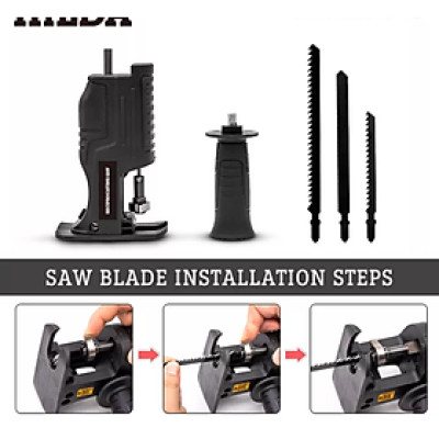 ĐẦU CHUYỂN ĐỔI MÁY KHOAN THÀNH MÁY CƯA CẦM TAY ĐA NĂNG TẶNG 3 LƯỠI CƯA TIỆN DỤNG MẪU MỚI HÀNG CHẤT LƯỢNG