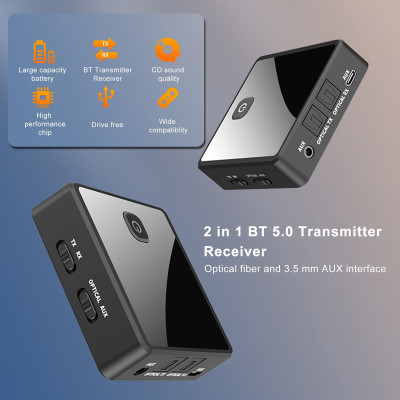 ROGTZ - Thiết bị thu phát âm thanh Bluetooth đa năng NFC M6 Bluetooth 5.0, Chế độ chuyển đổi linh hoạt, Phạm vi 10m. Màn hình LCD, Điều khiển từ xa, Tích hợp Micro, Pin Lithium-Ion 3.7V/500mAh, Hỗ trợ FM, USB, Thẻ TF - Hàng Chính Hãng