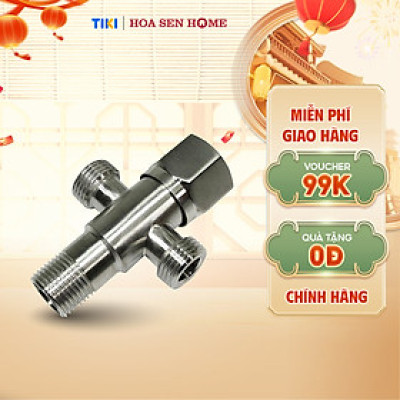 Van góc chữ T 304 TUSLO COCVT0001 1 đầu cấp nước và 2 nhánh cấp ra, có khóa, inox 304 không gỉ sét - Hoa Sen Home - Hàng chính hãng