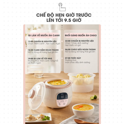 Nồi Chưng Cất Yến, Tiềm Thuốc Bắc BEAR SUBE001 0,8L - Hàng Chính Hãng