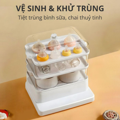 Nồi hấp hơi nước 3 tầng 24L Mishio MK384 800W - Hàng chính hãng