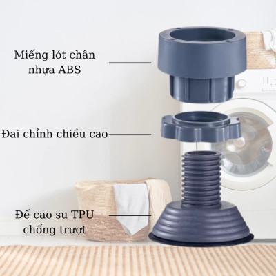 Bộ 04 chân đế cao su chống rung máy giặt - HT SYS - Đế chống rung máy giặt - Đế chống ồn máy giặt, máy sấy,tủ lạnh, bàn ghế + Sét 3 móc dính dán tường vàng tài lộc HT SYS