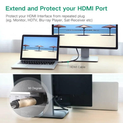 Ugreen UG20109HD112TK Màu Đen Đầu nối dài HDMI gập 90 độ - HÀNG CHÍNH HÃNG