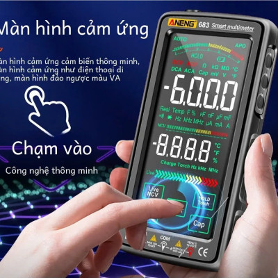 Đồng Hồ Vạn Năng KTS Chất Lượng Cao AN683 MH Màu Cảm Ứng Superview 5 Inch Pin Sạc Litihum CATIII NCV 6000 Counts Độ Chính Xác Cao