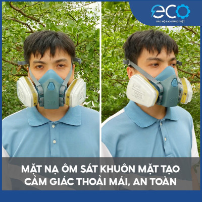 Combo (7 món) mặt nạ phòng độc 3M 7501, 7502 kết hợp phin lọc 3M 6006, tấm lọc bụi 5N11 cùng nắp giữ 501 lọc hơi hữu cơ Vô cơ, lọc bụi siêu mịn, phun sơn Lọc hơi độc chính hãng 3M