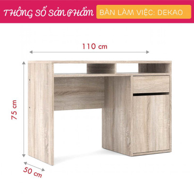 Bàn làm việc bằng gỗ kiểu dáng nhỏ gọn SMLIFE Dekao