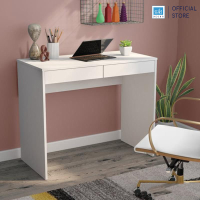 Bàn Làm Việc Màu Trắng Nhỏ Xinh Kèm 2 Ngăn Kéo Màu Trắng SIB Decor BLV45