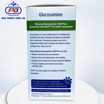Viên uống hỗ trợ xương khớp Glucosamine 1500 Plus Henry Blooms 30 - 90 viên