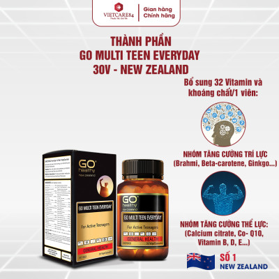 Bộ Sản Phẩm Tăng Chiều Cao: Viên uống Canxi hữu cơ New Zealand Nutri Seaweed Calcium 60 Viên và GO MULTI TEEN EVERYDAY